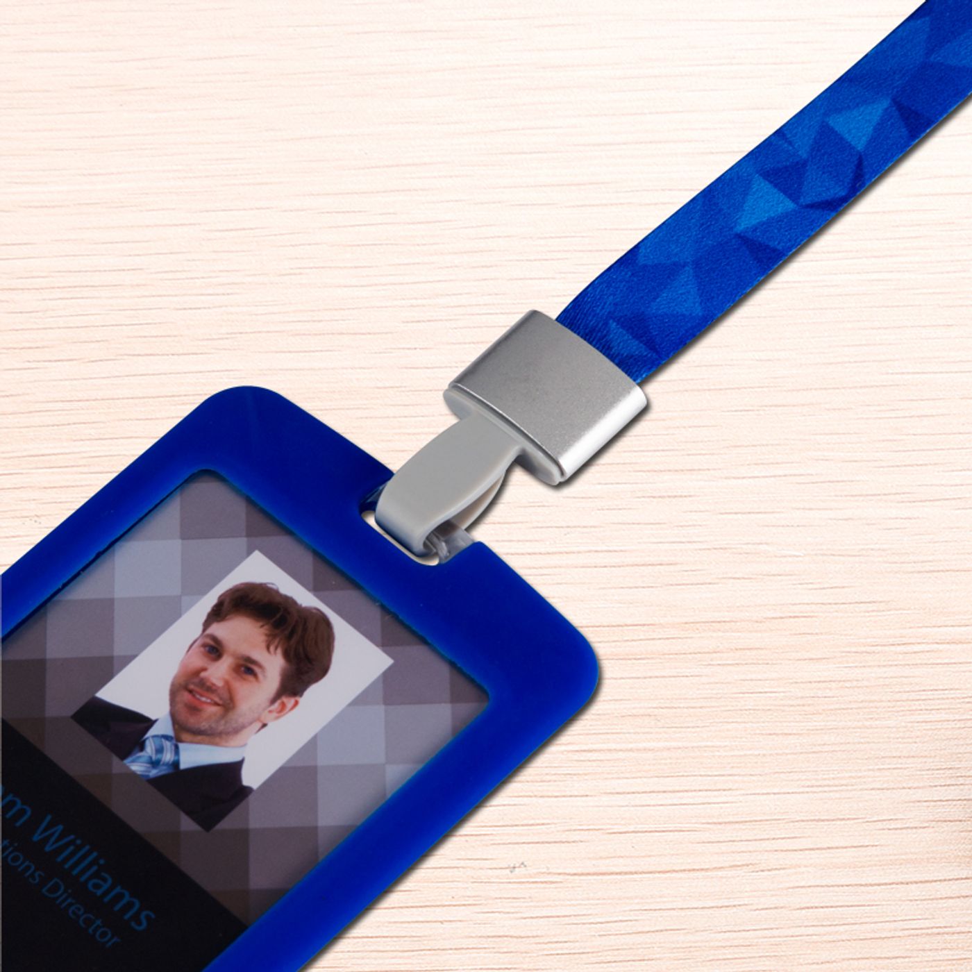 Blue Gray Lanyard with Silicone Holder | Order-card.com | SKU# 1541